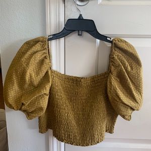 Green/ Mustard Peplum Crop Top